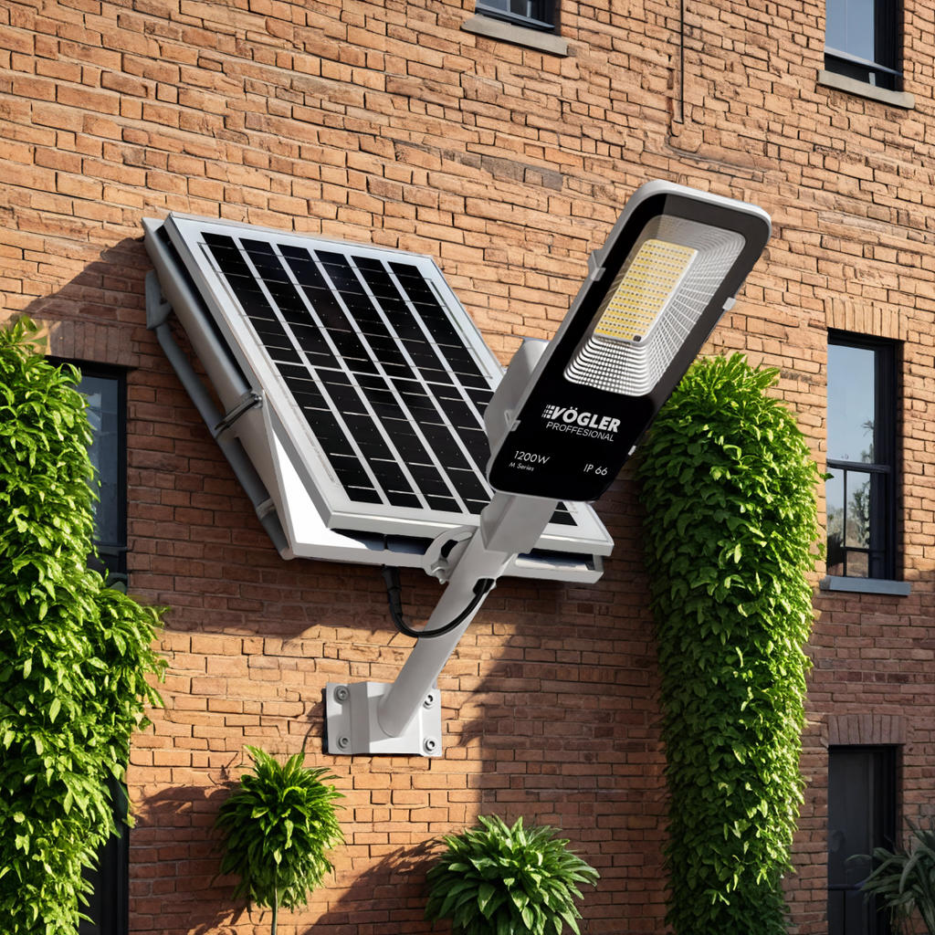 Výkonná solární lampa, soumrakový senzor, dálkové ovládání, Vögler Professional 1200W