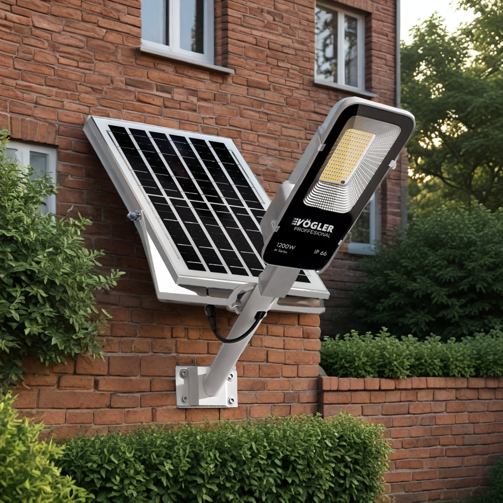 Výkonná solární lampa, soumrakový senzor, dálkové ovládání, Vögler Professional 1200W