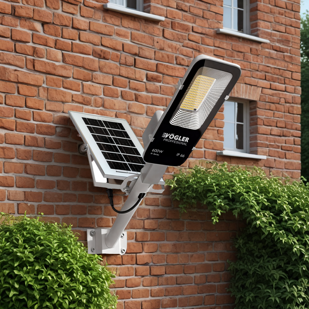 Výkonná solární lampa, soumrakový senzor, dálkové ovládání, Vögler Professional 600W