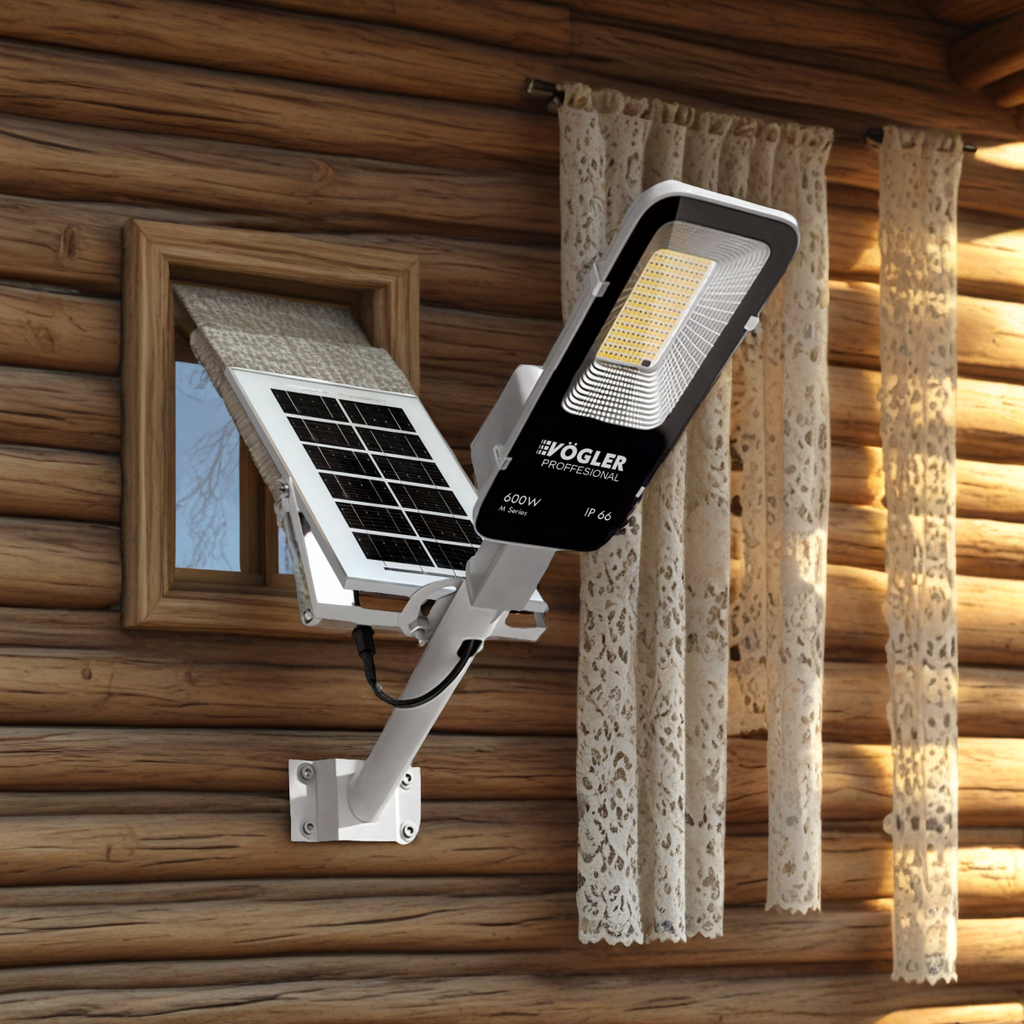 Výkonná solární lampa, soumrakový senzor, dálkové ovládání, Vögler Professional 600W