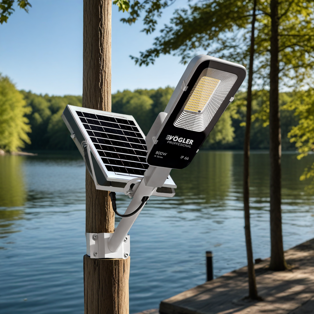 Výkonná solární lampa, soumrakový senzor, dálkové ovládání, Vögler Professional 800W