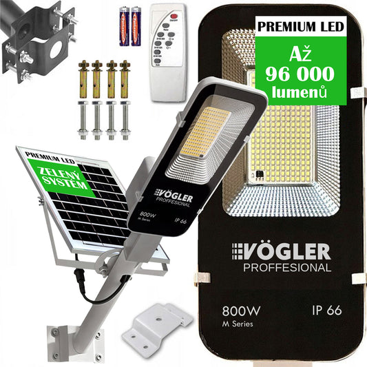 Výkonná solární lampa, soumrakový senzor, dálkové ovládání, Vögler Professional 800W