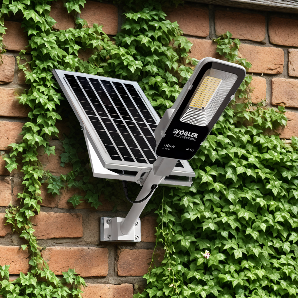 Výkonná solární lampa, soumrakový senzor, dálkové ovládání, Vögler Professional 1500W