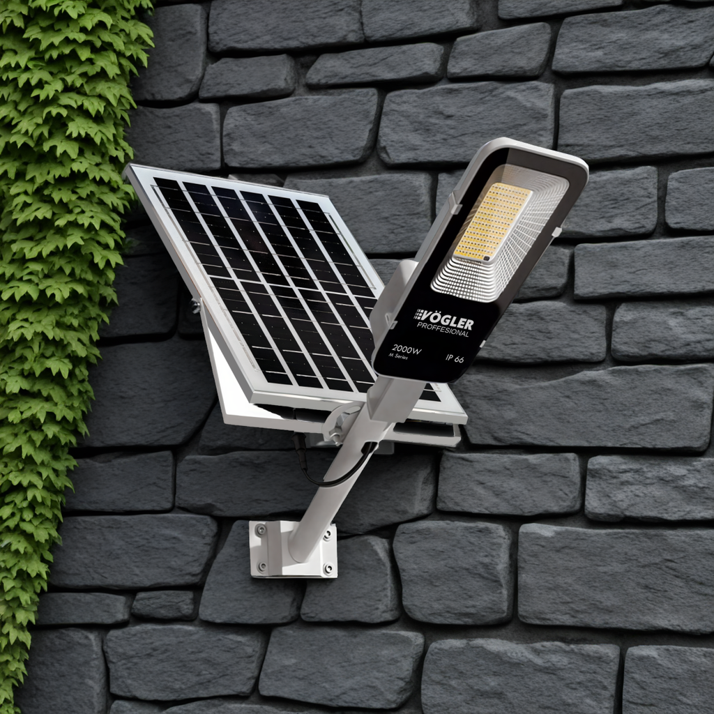 Výkonná solární lampa, soumrakový senzor, dálkové ovládání, Vögler Professional 2000W