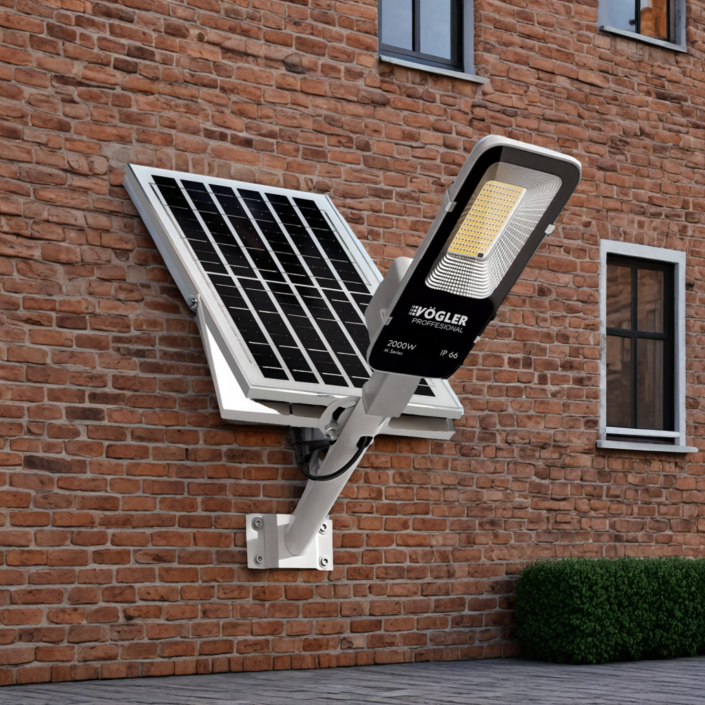 Výkonná solární lampa, soumrakový senzor, dálkové ovládání, Vögler Professional 2000W