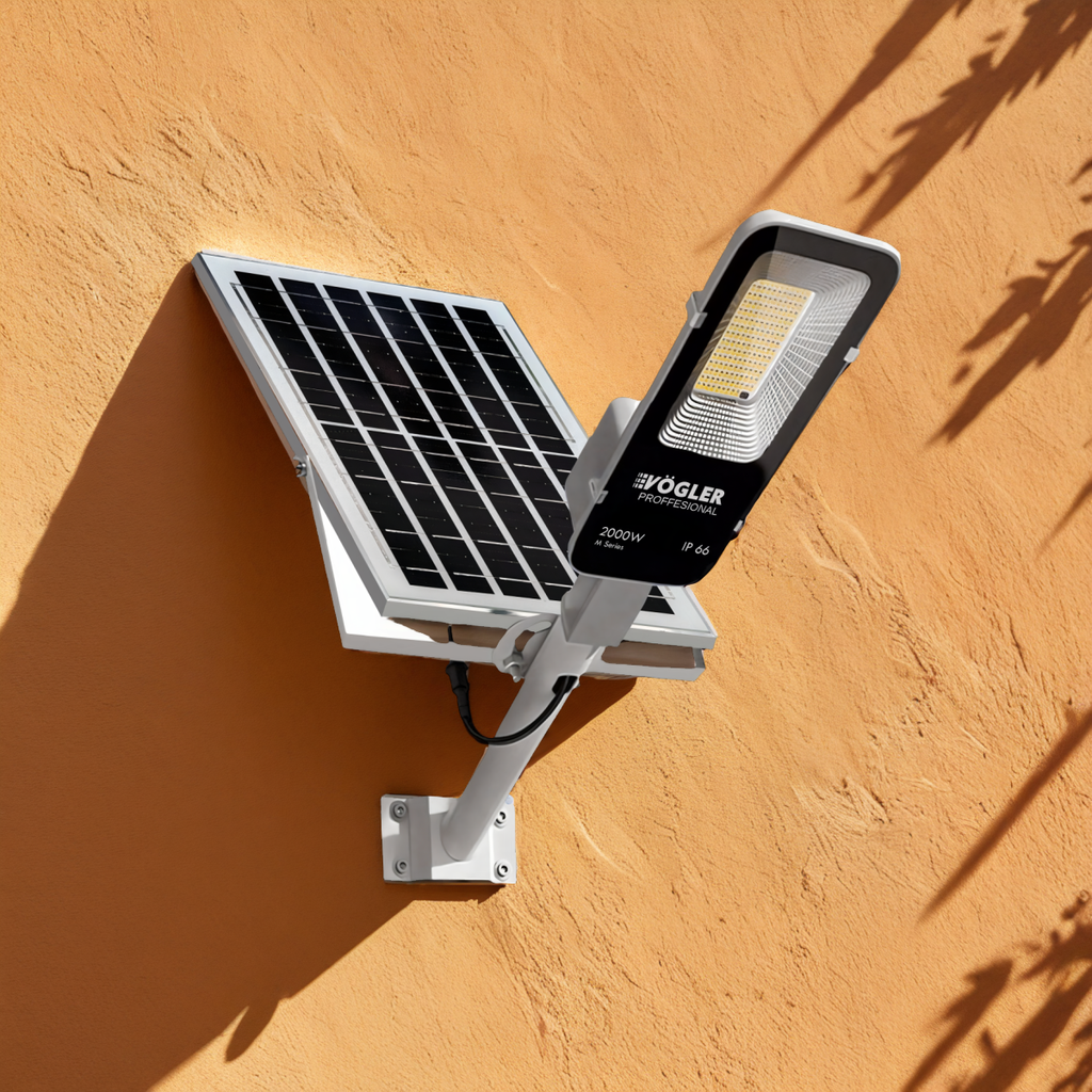 Výkonná solární lampa, soumrakový senzor, dálkové ovládání, Vögler Professional 2000W